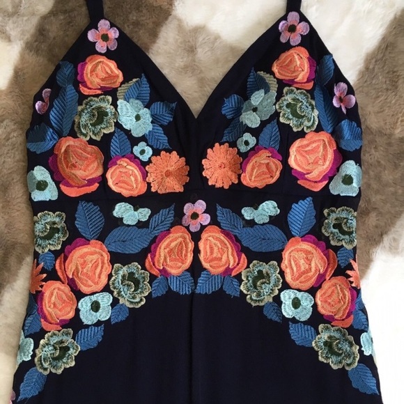 Nicole Miller Embroidered Dress Blue Size 2 - Picture 3 of 4